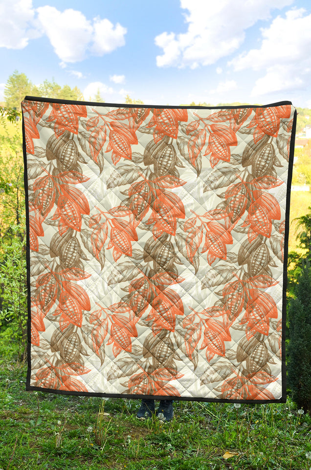 Cocoa Beans Cocoa Tree Pattern Premium Quilt
