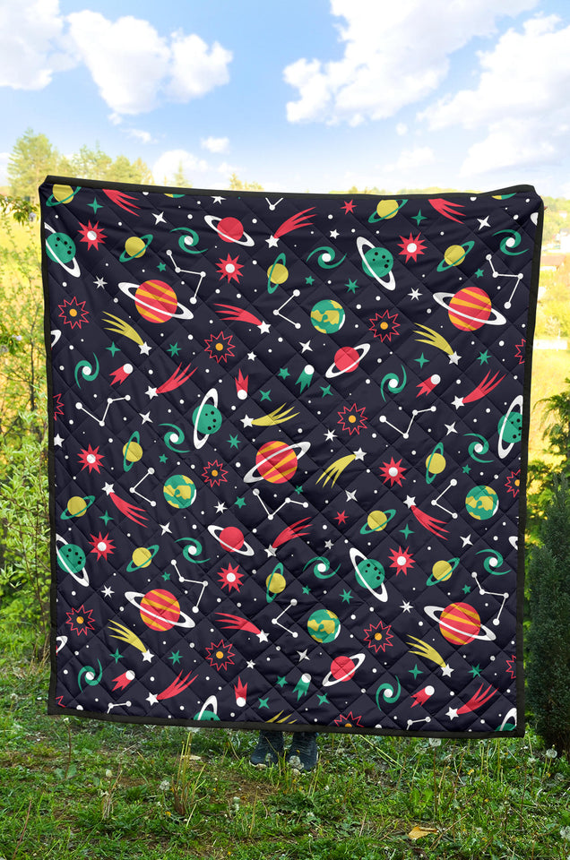 Colorful Space Pattern Planet Star Premium Quilt