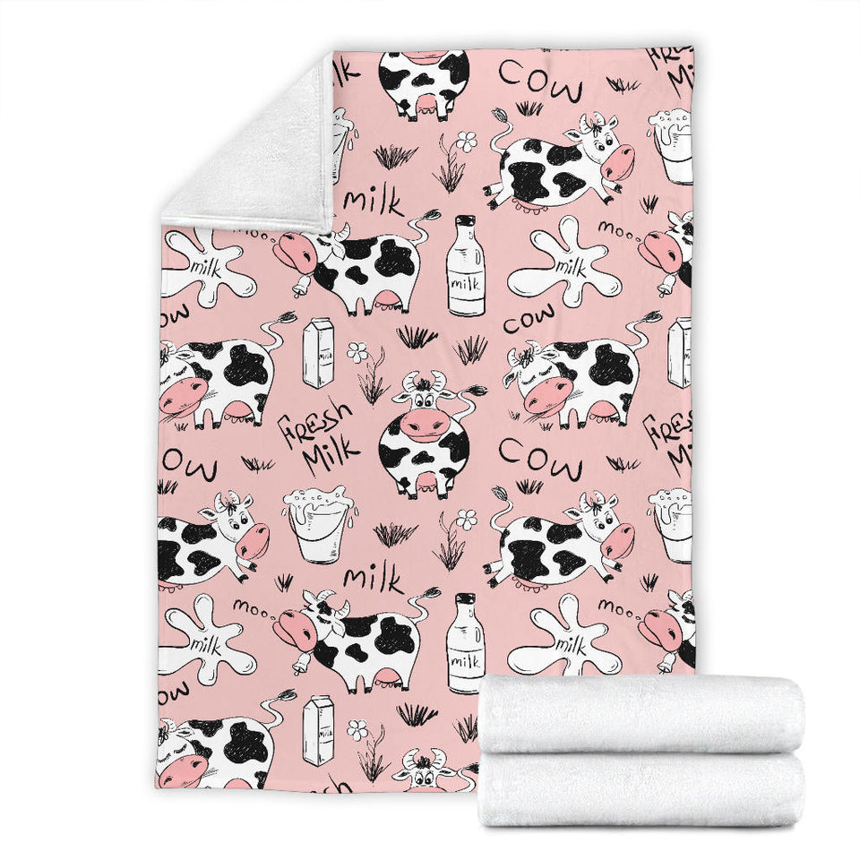 Cows Milk Product Pink Background Premium Blanket