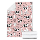 Cows Milk Product Pink Background Premium Blanket
