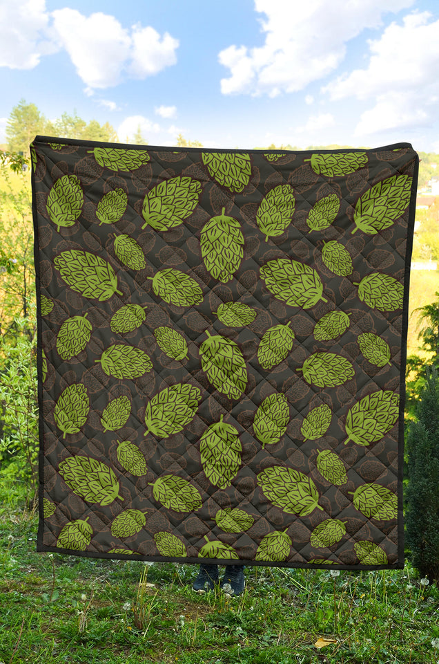 Hop Pattern Black Background Premium Quilt