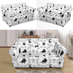 Crows Floral Wreath Rabbit Pattern Loveseat Couch Slipcover