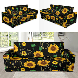 Sunflower Golden Polygonal Shapes Sofa Slipcover