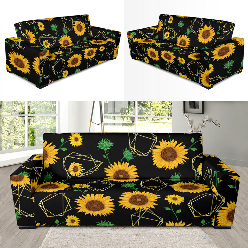 Sunflower Golden Polygonal Shapes Sofa Slipcover