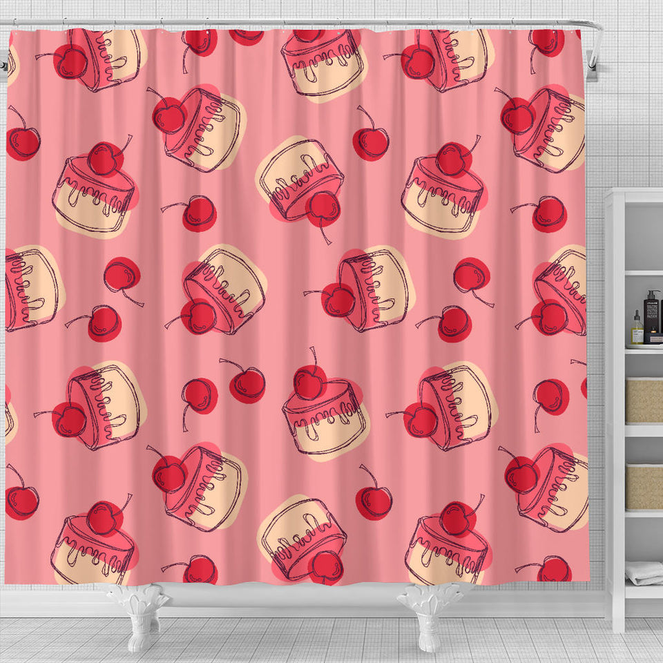 Cake Cherry Pattern Shower Curtain Fulfilled In US