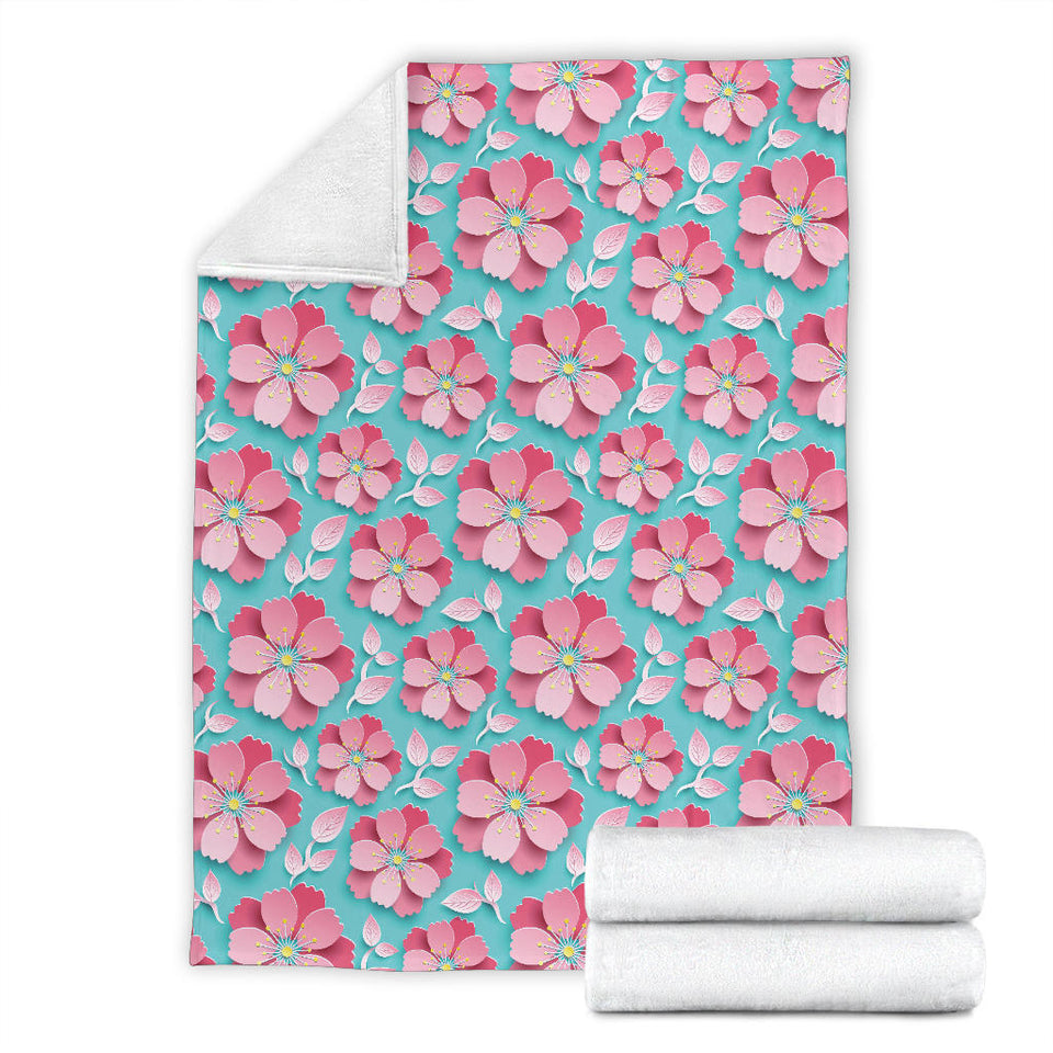 3D Sakura Cherry Blossom Pattern Premium Blanket