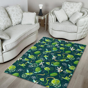 Lime Ice Flower Pattern Area Rug