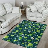Lime Ice Flower Pattern Area Rug