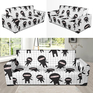 Ninja Pattern Plaid Background Sofa Slipcover