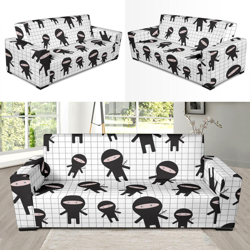 Ninja Pattern Plaid Background Sofa Slipcover