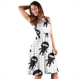 Ninja Pattern Plaid Background Sleeveless Midi Dress
