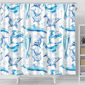 Watercolor Dolphin Pattern Shower Curtain Fulfilled In US
