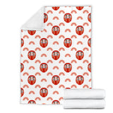 Daruma Japanese Wooden Doll Design Pattern Premium Blanket