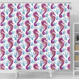 Purple Seahorse Blue Coral Pattern Shower Curtain Fulfilled In US