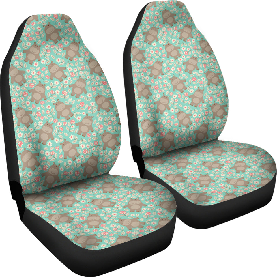 Hippopotamus Pattern Print Design 02 Universal Fit Car Seat Covers