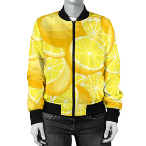 Lemon Pattern Women'S Bomber Jacket