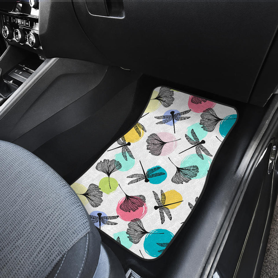 Dragonflies Ginkgo Leaves Pattern Front And Back Car Mats