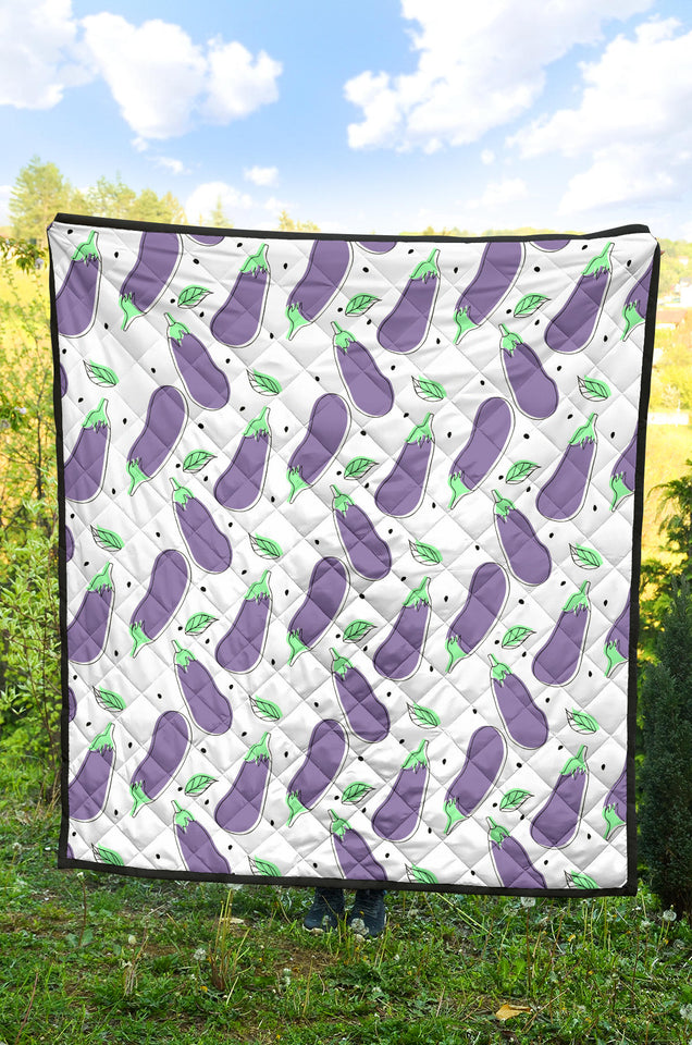 Eggplant Pattern Print Design 05 Premium Quilt