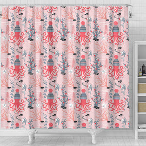Octopus Winter Hat Garland Fish Candy Seaweed Coral Starfish Shower Curtain Fulfilled In US