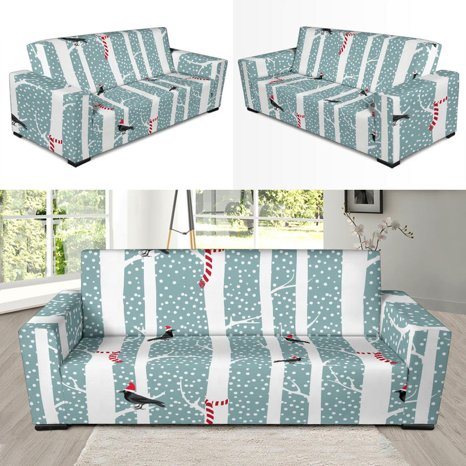 Crows Christmas Hat Scarf Sofa Slipcover