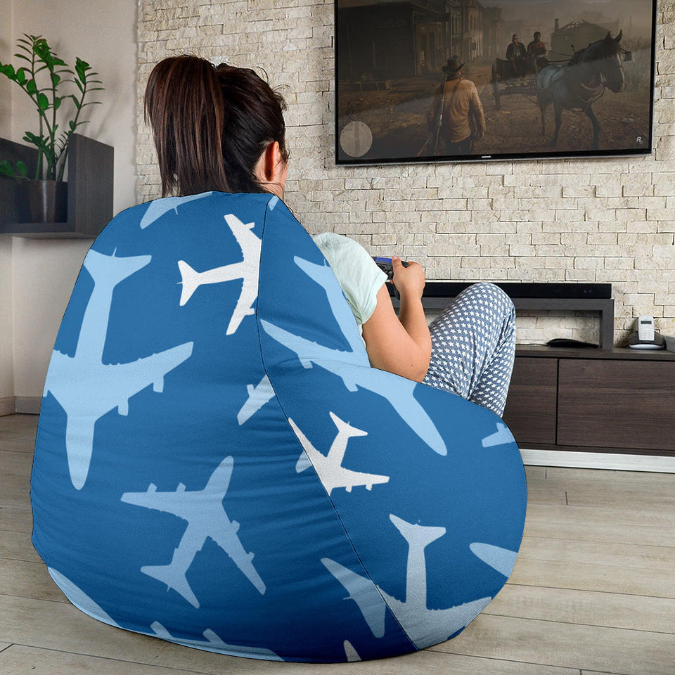 Airplane Pattern In The Sky Bean Bag Cover