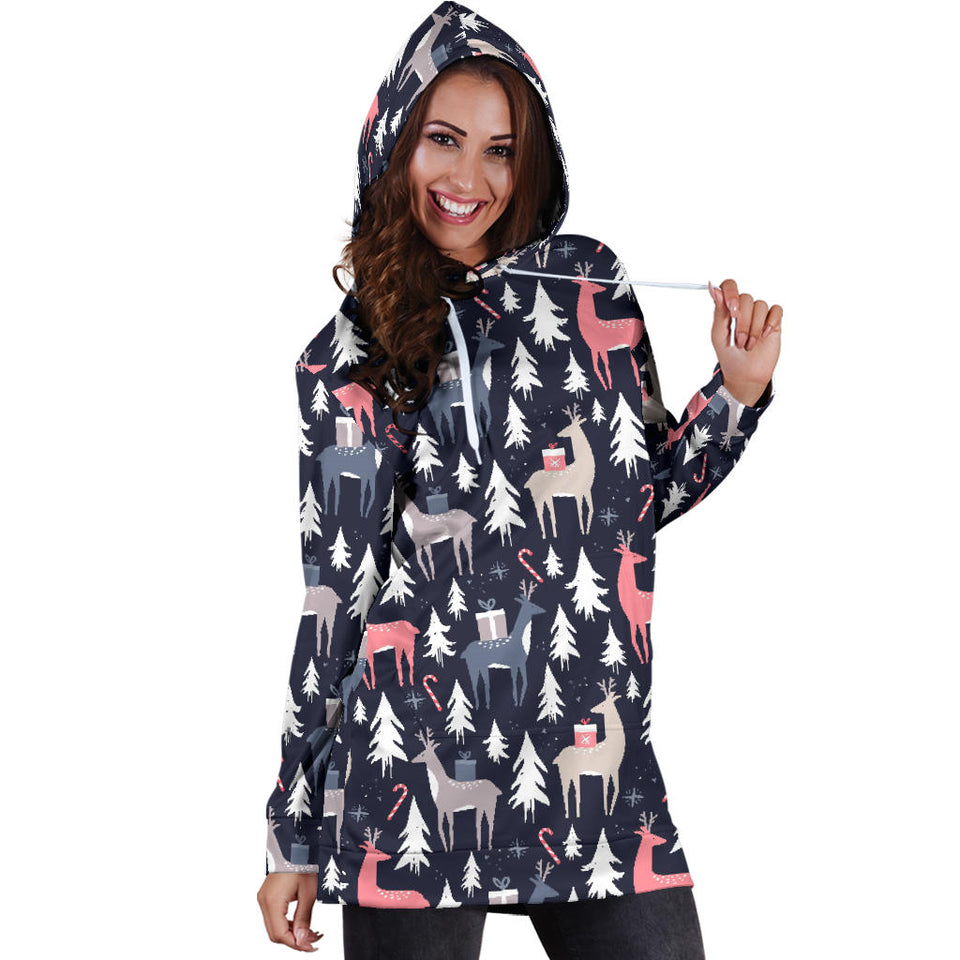 Deers Winter Christmas Pattern Women'S Hoodie Dress