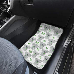 Hand Drawn Koala Leaves Pattern Front Car Mats