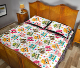 Color cute owl pattern Quilt Bed Set
