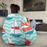 Red White Sailboat Wave Background Bean Bag Cover