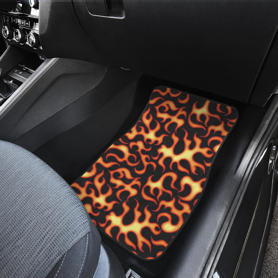 Fire Flame Dark Pattern Front Car Mats