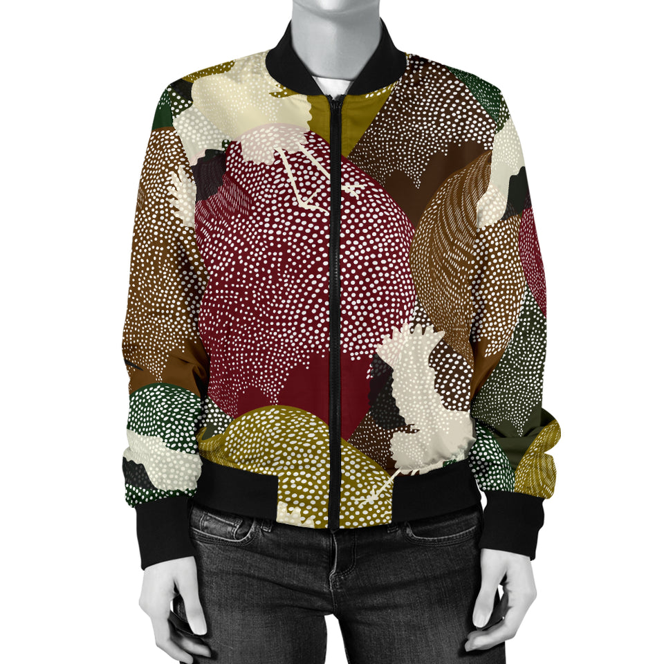 Japanese Cranes Flying Forest Dot Pattern Women'S Bomber Jacket
