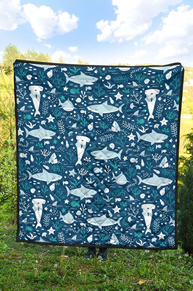 Cute Shark Pattern Premium Quilt