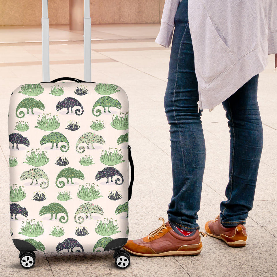 Chameleon Lizard Succulent Plant Pattern Luggage Covers