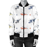 Cute Helicopter Star Pattern Women'S Bomber Jacket