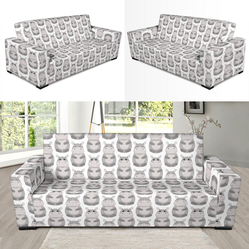 Hippopotamus Pattern Print Design 05 Sofa Slipcover