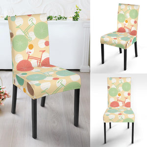 Bicycle Pattern Print Design 01 Dining Chair Slipcover