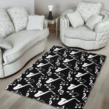 Saxophone Music Notes Treble Clef Black White Theme Area Rug