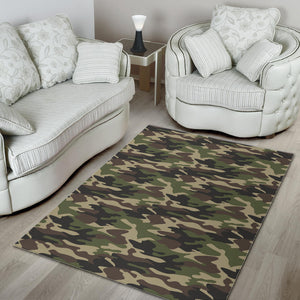 Dark Green Camo Camouflage Pattern Area Rug