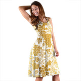 Gold Grape Pattern Sleeveless Midi Dress
