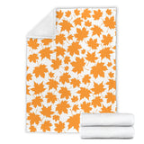 Orange Maple Leaf Pattern Premium Blanket