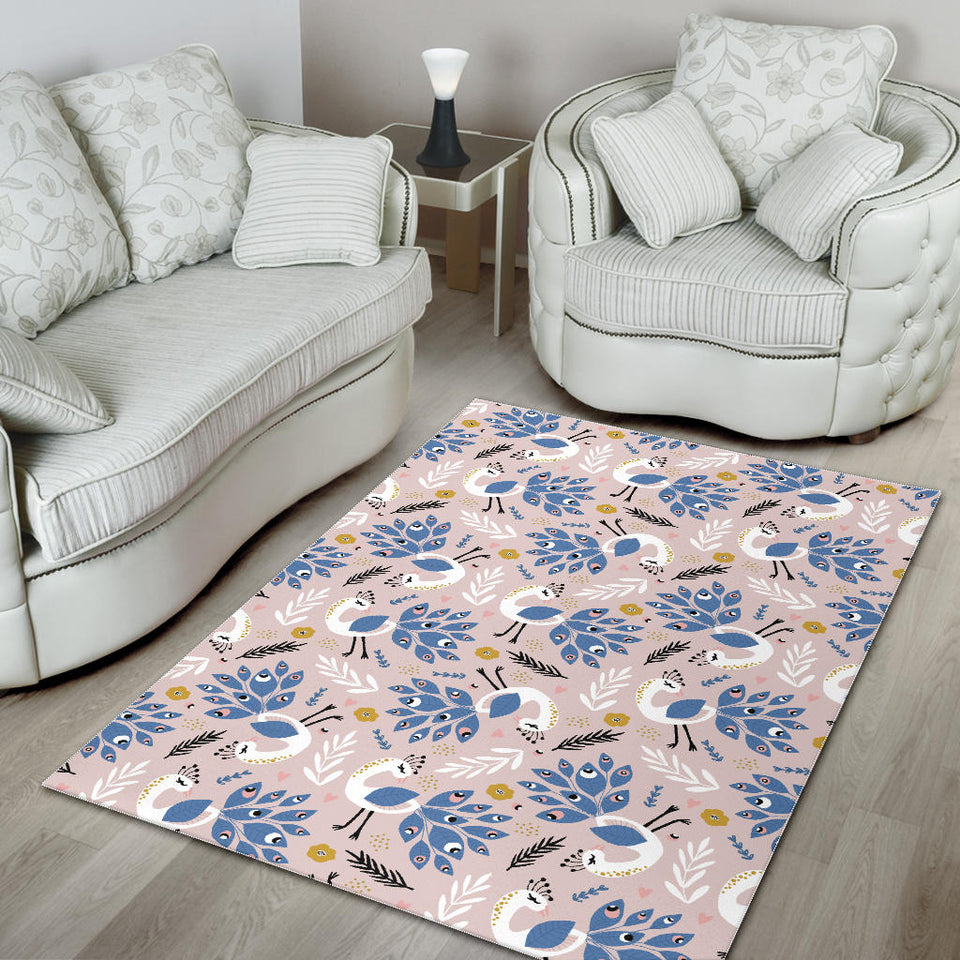 Cute Peacock Pattern Area Rug