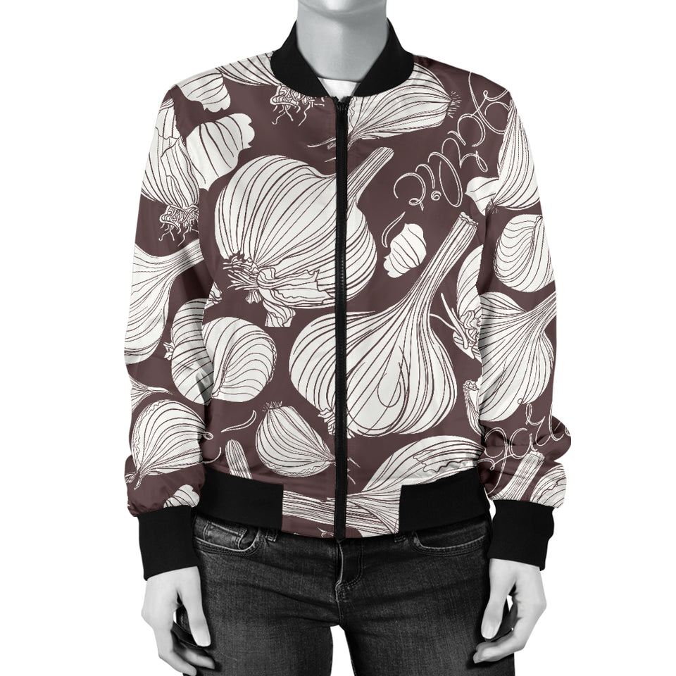 Garlic Bulb Dark Background Women'S Bomber Jacket