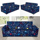 Music Notes Pattern Print Design 03 Sofa Slipcover