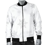 Snowflake Pattern White Background Men'S Bomber Jacket