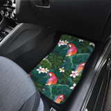 Parrot Palm Tree Leaves Flower Hibiscus Pattern Front And Back Car Mats