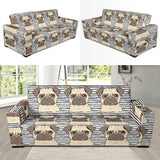 Happy Pug Pattern Sofa Slipcover