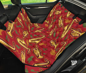 Saxophone Cornet Pattern Red Background Dog Car Seat Covers