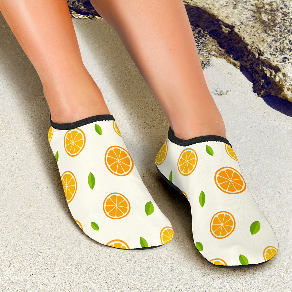 Oranges Leaves Pattern Aqua Shoes