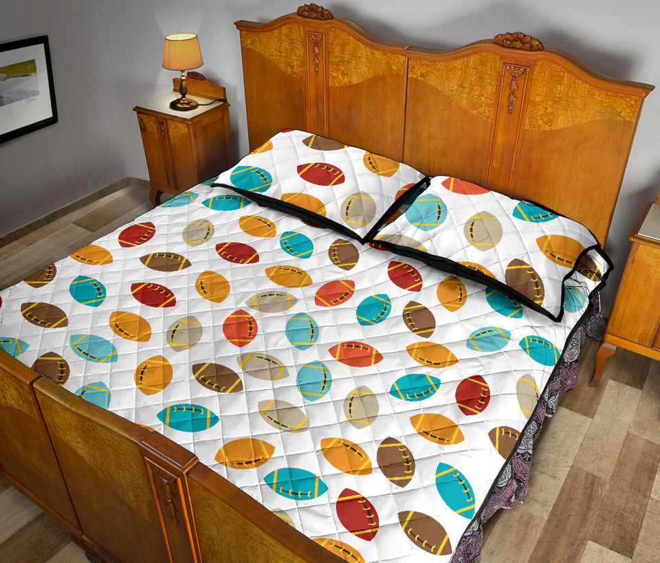 Colorful american football ball pattern Quilt Bed Set