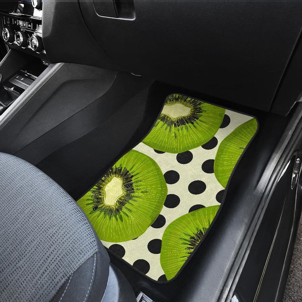 Kiwi Black Dot Background Front And Back Car Mats